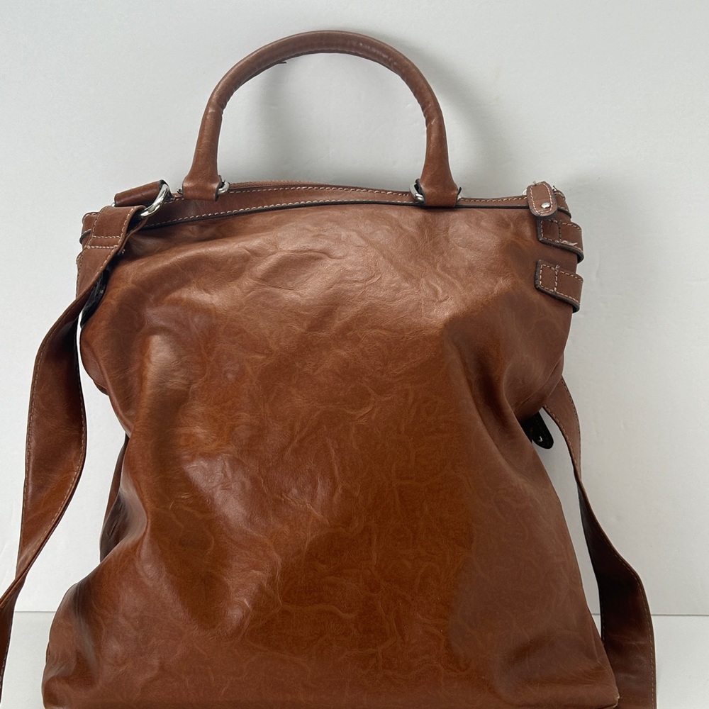 Nine West Brown Crossbody Bag Studs Zippers & Buckles Double Handle Purse - Picture 3 of 16